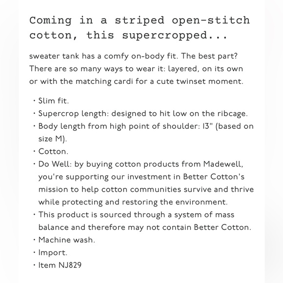 Madewell Open Knit Striped Open-Stitch Sweater Tank! NWT! - Picture 13 of 13